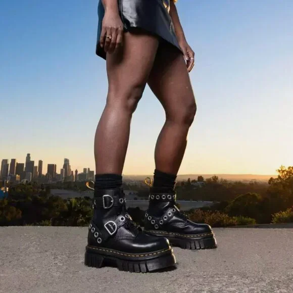 Dr. Martens Quad Neoteric Audrick Hardware Boots Leather Platform Nappa Lux US 5 - Picture 5 of 16